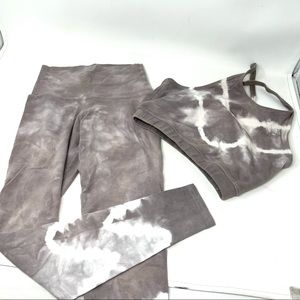 electric & rose tie dye work out set size XS S gray white